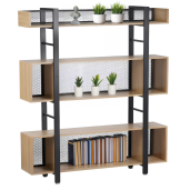 Raft pardoseala fier negru mdf laminat stejar Kilis 160x30x180 cm