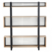 Raft pardoseala fier negru mdf laminat stejar Kilis 160x30x180 cm