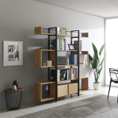 Raft pardoseala fier negru mdf laminat stejar Kilis 160x30x180 cm