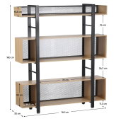 Raft pardoseala fier negru mdf laminat stejar Kilis 160x30x180 cm