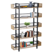 Raft pardoseala fier negru mdf laminat stejar Kilis 120x30x180 cm