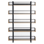 Raft pardoseala fier negru mdf laminat stejar Kilis 120x30x180 cm