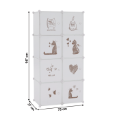 Dulap modular pentru camera copii metal plastic alb maro Kirby 75x37x147 cm