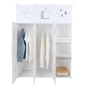 Dulap modular pentru copii alb maro Kitaro 107x47x142 cm