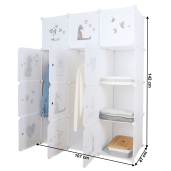 Dulap modular pentru copii alb maro Kitaro 107x47x142 cm