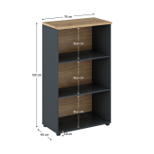 Biblioteca HDF grafit stejar artisan Klaudius 70x40x120 cm