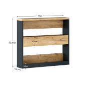 Raft suspendat HDF grafit stejar artisan Klaudius 70x20x62.4 cm 