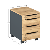 Dulap grafit stejar artisan Klaudius 43x56x61 cm