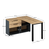 Birou de colt HDF stejar artisan grafit Klaudius 140x120x76 cm