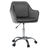 Scaun de birou catifea gri crom Klian 59x61x87/101 cm