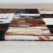 Covor de lux din piele negru maro alb patchwork 201x300 cm