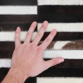 Covor de lux din piele maro negru alb patchwork 201x300 cm