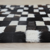 Covor de lux din piele maro negru alb patchwork 120x180 cm