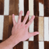 Covor de lux din piele maro alb patchwork 201x300 cm