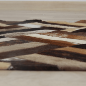 Covor de lux din piele maro negru bej patchwork 120x180 cm