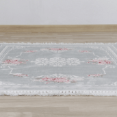 Covor textil gri model cu flori Sedef 160X230 cm