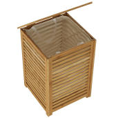 Cos de rufe bambus lacuit natur si textil bej Basket 40x40x58 cm