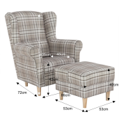 Set fotoliu cu taburet, din textil maro, Astrid, 86x72x105 cm