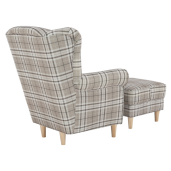 Set fotoliu cu taburet, din textil maro, Astrid, 86x72x105 cm