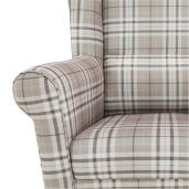 Set fotoliu cu taburet, din textil maro, Astrid, 86x72x105 cm