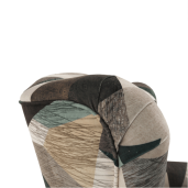 Set fotoliu cu taburet, tapiterie textil maro verde, Astrid, 86x72x105 cm