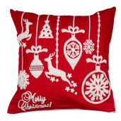 Set 2 fete perne Craciun textil rosu alb 45x45 cm