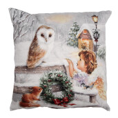 Fata perna decorativa textil multicolor Peisaj Iarna 45x45 cm