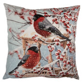 Fata perna textil Peisaj Iarna Pasari 45x45 cm