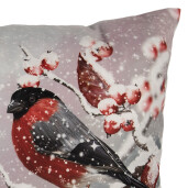 Fata perna textil multicolor Peisaj Iarna Pasari 45x45 cm