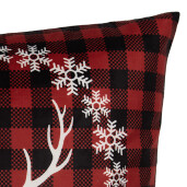 Fata perna textil alb negru rosu Ren Craciun 45x45 cm