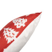 Fata perna Craciun Brazi poliester alb rosu 45x45 cm