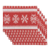 Set 6 suporturi farfurii Craciun poliester alb rosu (6) 33x45 cm