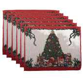 Set 6 suporturi farfurii Craciun Bradut poliester multicolor (6) 33x45 cm