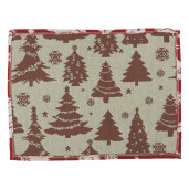 Set 6 suporturi farfurii Craciun Braduti poliester alb rosu (6) 33x45 cm