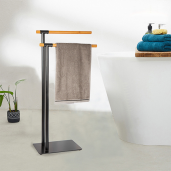 Suport prosoape metal negru bambus natur Laban 19.8x39.43x78.9 cm