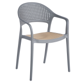 Scaun stivuibil plastic gri bej Ladis 57x55x81 cm