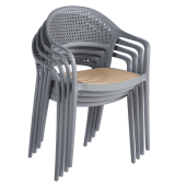 Scaun stivuibil plastic gri bej Ladis 57x55x81 cm