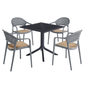 Scaun stivuibil plastic gri bej Ladis 57x55x81 cm