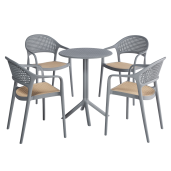 Scaun stivuibil plastic gri bej Ladis 57x55x81 cm