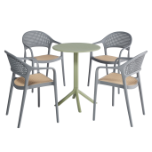 Scaun stivuibil plastic gri bej Ladis 57x55x81 cm