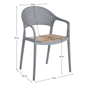Scaun stivuibil plastic gri bej Ladis 57x55x81 cm