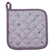 Servet termic bucatarie bumbac alb mov Lavanda 20x20 cm