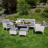 Set mobilier gradina ratan sintetic Lalen 161x55x77/86 cm