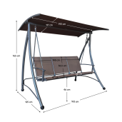 Leagan gradina 3 locuri gri maro Lamia 193x125x165 cm