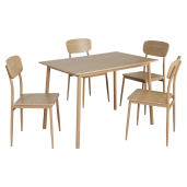 Set masa, 4 scaune mdf stejar metal Lamir 110x70x76 cm, 45x45,5x85,5 cm