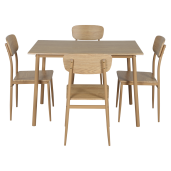 Set masa, 4 scaune mdf stejar metal Lamir 110x70x76 cm, 45x45,5x85,5 cm