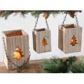 Set 3 felinare Craciun 15x15x51 cm, 12.5x12.5x43 cm, 10x10x38 cm