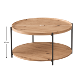 Masuta de cafea MDF stejar artisan metal negru Lapis 80x40 cm