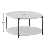 Masuta de cafea MDF alb metal negru Lapis 80x40 cm