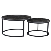 Set 2 masute marmura otel negru Lastro 80x43 cm, 60x37 cm